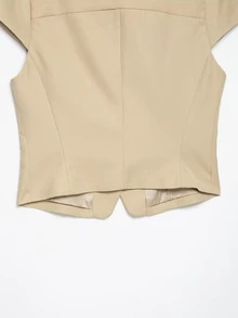 DEEKA Autumn New Women's European And American Style Fashion Minimalist Versatile Double-Breasted Short Sleeve Jacket - Khaki - View 10