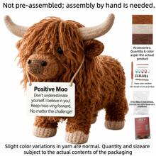 1pc Highland Cow With Positive Card Crochet Kit (Materials Only. Simple Hand Crocheting Needed). Beginner-Friendly DIY Kit With Step-By-Step Guides & English Manual. Ideal Creative Gift For Birthdays & Festivals.Halloween/Christmas Desktop Ornament - DIY Crochet Kit - View 11