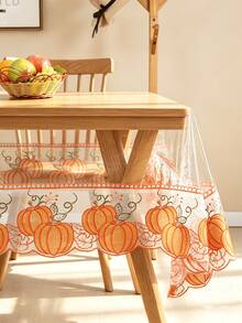 HXARTMIS 1PC Halloween Pumpkin & Maple Leaf PVC Transparent Tablecloth, Suitable For Kitchen Dining Table Decor, Halloween Decoration, Autumn Home Decor, Daily Home Decor, Transparent Rectangular Tablecloth - Multicolor - View 5