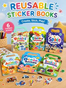 Reusable DIY Sticker Book For Kids, Multi-Scene Multi-Theme Bubble Stickers, Creative Jelly Stickers, Portable Quiet Busy Sticker Book - Multicolor - View 2