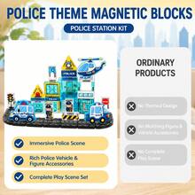 Mini Magnetic Tiles Colorful Window City Police Theme Children's Educational Building Blocks Toy, Travel Portable Version With Storage Tin Box, Mini Magnetic Tiles Educational Assembly Magnetic Blocks, Perfect Birthday Gift For Boys And Girls - Multicolor - View 9