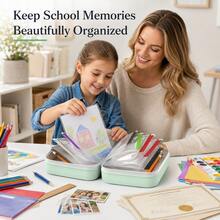 1pc Portable Children's Growth Memorial Photo Album Storage Bag, Multi-Layer Transparent Zipper Children's Folder And File Bag, Suitable For Organizing Photos, Artwork, Certificates And Learning Materials - Multicolor - View 1