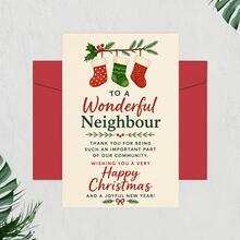 1/3 Sets Greeting Card With Envelope Christmas Happy Card, Sent To You, Thank You For Being A Wonderful Neighbor In The Holiday Season, Thank You Gift For Friends And Community Members, New Year Blessing Flat Card - A - View 4