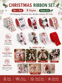 1 Roll Christmas Decorative Ribbon, 6.3cm Wide 2m Roll, Holiday Print Gift Wrapping Ribbon, Suitable For Adults, Christmas Tree Wreath Bow DIY Crafts, Holiday Party Home Decor, Christmas Gift Wrapping - 6.3cm X 2m - View 9