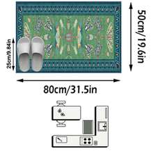 1PC Vintage Symmetrical Insect Pattern Peacock Green Long Runner Rug, Bohemian Style Faux Cashmere Rectangular Butterfly Moth Dragonfly Design Machine Washable Long Floor Mat, Suitable For Living Room Hallway Entryway Home Decor - Multicolor - View 15