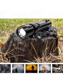 1pc/2pcs Super Bright LED Flashlight, Portable Adjustable Focus Flashlight, Rechargeable High Power LED Flashlight, Multi-Functional, Telescopic Zoom, Suitable For Outdoor And Home, Camping, Travel, Travel Essential - A - View 6