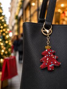 1 set Gantungan Kunci Berlian Imitasi Natal, 4 buah Gantungan Kunci Kristal Bentuk Topi Santa, Pohon Natal, Kaus Kaki Natal, Ornamen Liontin Tas Liburan, Hadiah Natal Meriah & Aksesori Dekorasi Pesta untuk Wanita, Pria, Anak-anak, dan Keluarga - MultiWarna - View 9
