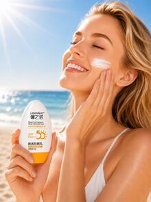 1/2 piezas Protector solar blanqueador SPF50+ PA+++ de 50g, resistente al agua y al sudor, protección UV con forma de huevo, hidratante ligero y no graso, formación rápida de película, sin manchas de maquillaje, adecuado para el uso diario, vacaciones en la playa y actividades al aire libre - Multicolor - Ver 11