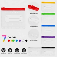 14pcs/7pcs 7-Color 6-Ring Binder Pill Storage Bags, Waterproof Wear-Resistant PVC Transparent Zipper Pouches With Writing Labels, Portable Small Item Organizer For Home Travel, Pill, Coin, Card, Ticket Sorting - Self-sealing Plastic Bags - View 10