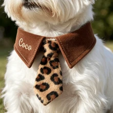 Personalized Plaid Dog Bandana – Custom Embroidered Pet Bandana For Dogs & Cats - Puppy Gift - Leopard Print - View 8