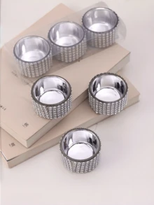 3/7Pcs Rhinestone Encrusted Silver Glass Tea Light Candle Holders, Shiny Votive Candle Cup, Table Centerpiece For Wedding, Birthday, Dinner Party, Home Decor, Gift - Silver Candle Holder - View 7