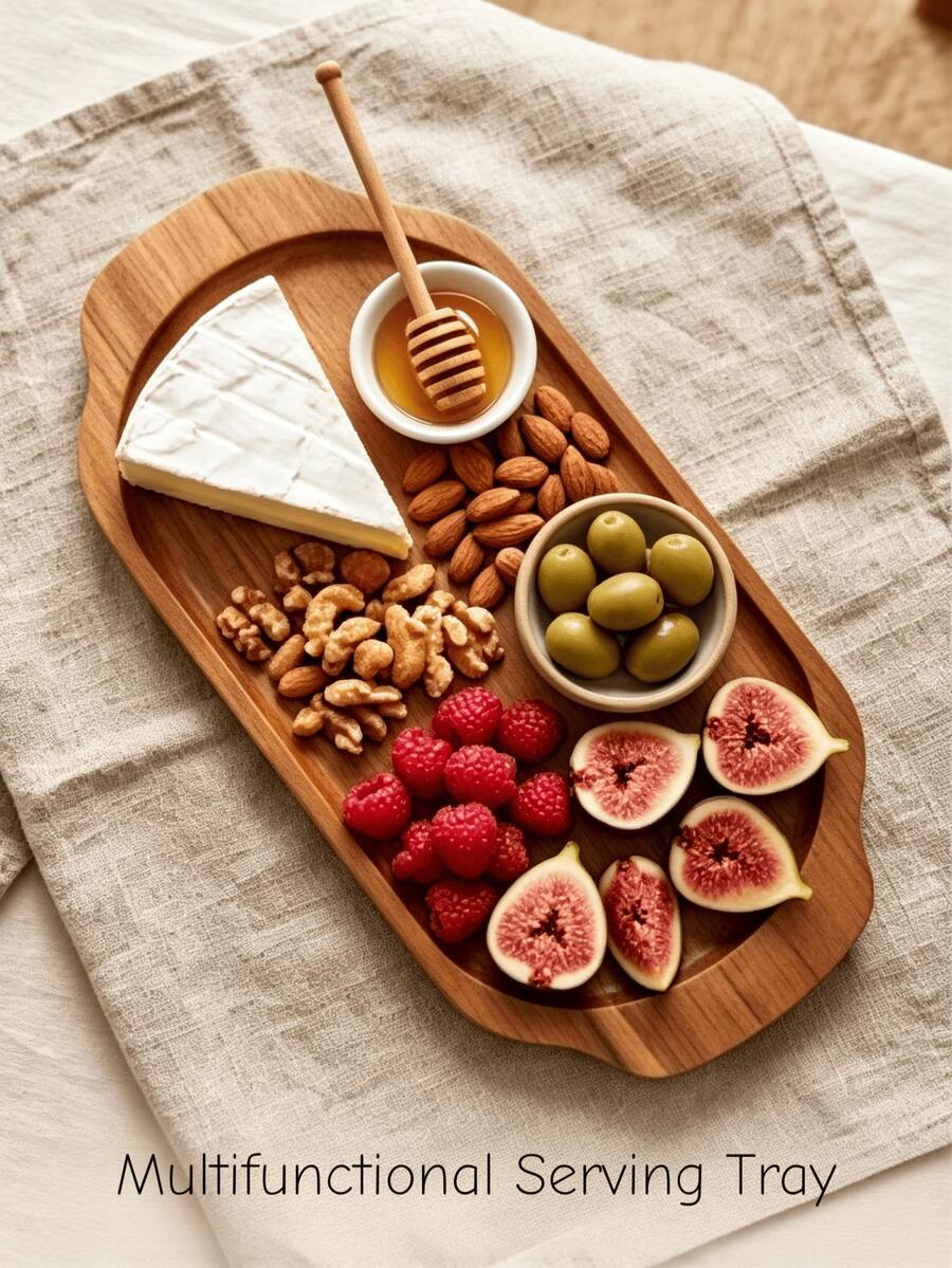 Rosewood Tray, Wooden Tray, Kitchen Supplies, Two Sizes Available, Wooden Display Tray, Can Store And Hold Candy, Snacks, Dried Fruits, Tableware, Cakes And Desserts; Multi-Functional Desktop Display Tray, Suitable For Kitchen, Birthday Platter, Home Decor, Coffee Table And Home Decoration, Also Applicable For Holidays, Beach, Bedroom And Other Multiple Scenes.