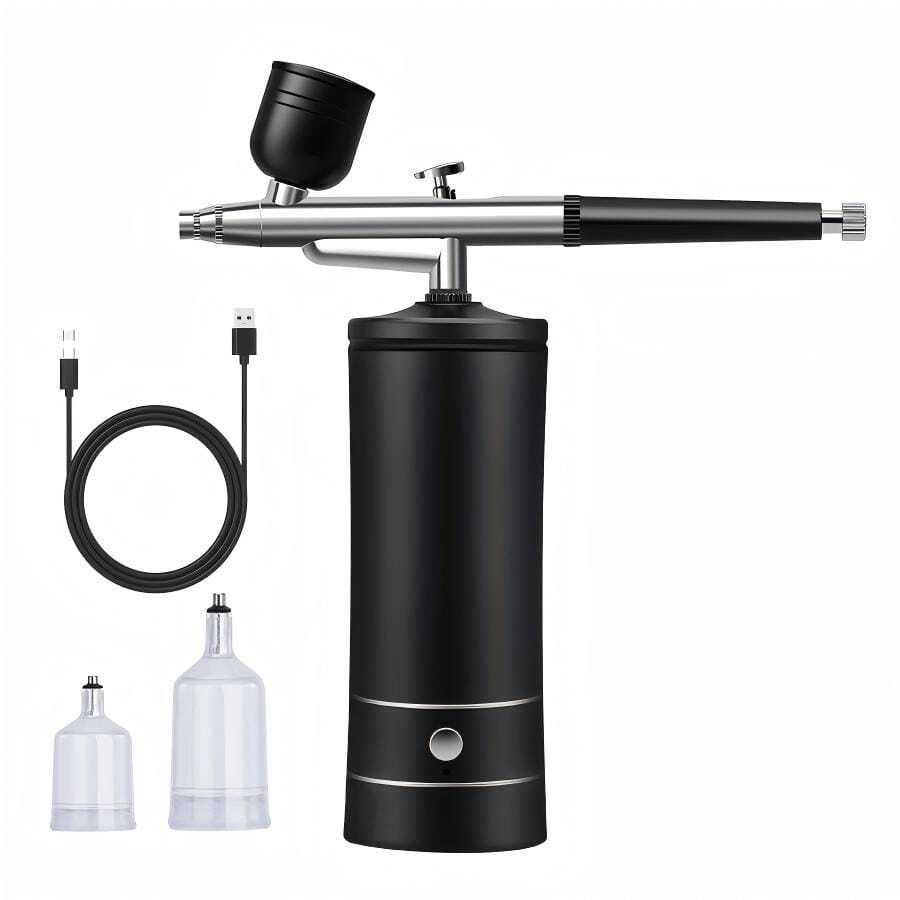 AWHOZR Airbrush Kit With Compressor, Handheld Airbrush With 0.3mm Nozzle, Rechargeable Portable Airbrush, Suitable For Painting, Nail Art, Model Coloring - Black - View 1