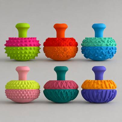 6pcs, 6 Colors.Thumb Press Fidget Toy, Joystick-Shaped Silicone Sensory Stone, Tactile Stress Relief Handheld Gadget, Soft Pressing Desktop Fidget For Office Travel Gift