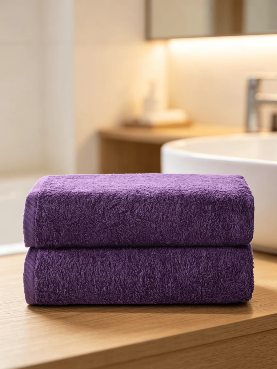 2-Pack مناشف حمام كبيرة، 70 * 140 سم، 100% قطن، مناشف حمام ماصة، بنفسجي - الأرجواني - مشاهدة 1