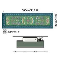 1PC Vintage Symmetrical Insect Pattern Peacock Green Long Runner Rug, Bohemian Style Faux Cashmere Rectangular Butterfly Moth Dragonfly Design Machine Washable Long Floor Mat, Suitable For Living Room Hallway Entryway Home Decor - Multicolor - View 16