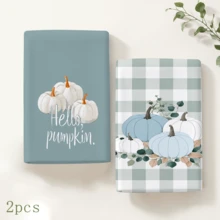 2/4/6pcs Blue & White Pumpkin Plaid Pattern Printed Kitchen Towels, Ultra-Soft Microfiber High Absorbent Tea Towels, Dish Cloths, Cleaning Towels, Hand Towels, Suitable For Cooking, Baking, Wiping, Cleaning And Kitchen Decoration, Kitchen Accessories, Daily Essentials - Multicolor - View 12