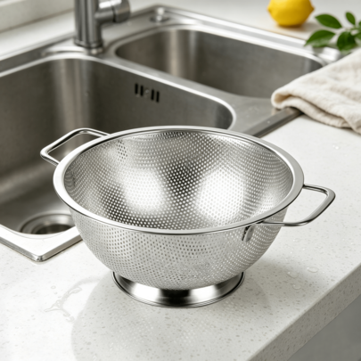 Stainless Steel Strainer 22.5 Cm With Handles – Practical Kitchen Colander For Draining Pasta, Vegetables & Fruit – Durable Strainer Bowl For Kitchen & Dining Table