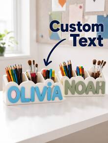Personalized Desk Organizer With Custom Name, Pen Pencil Holder, Stationery Storage Box, Makeup Brush Organizer, Multi Compartment Desktop Storage, Office Desk Accessory, Custom Name Pen Cup, Vanity Organizer, Personalized Gift - Multicolor - View 6