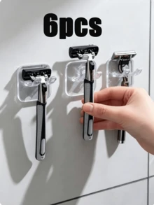 1/3/6pcs Portable Razor Holder With Suction Cup Hook, Suitable For Shower, Bathroom, Travel, Wall-Mounted Reusable - Multicolor - View 4