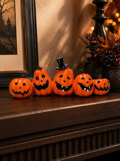 Halloween Pumpkin Decorations, Indoor Halloween Ornaments, Suitable For Tables/Halloween/Windows/Gift Boxes/Gifts (Orange Pumpkin)