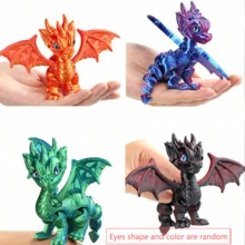 3D Printed Movable Joint Western Dragon Stress Relief Doll, Flexible Joint Demon Dragon Sculpture Doll, Pressure Relief Desktop Pet, PLA Material Magical Creature Model, Creative Home Office Decor, Unique Gift For Dragon Lovers (Eye Shape And Color Random) - Multicolor - View 5