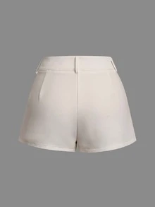 SMILE CHIC 2026 Summer New Ultra Low Waist Elegant Fashion Solid Color Shorts (Belt Not Included), Y2K Aesthetic - Apricot - View 9