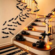 Halloween 3D Bat Wall Decor, Reusable! Scary Decoration, 4 Sizes Halloween Decoration Suitable For Halloween Party Trick Or Treat And Home Decor, Room Decoration. - View 4