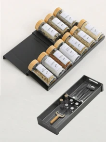 8pcs/4/1pc Acrylic Transparent Drawer Spice Organizer Boxes, Acrylic Transparent Drawer Spice Organizer Boxes, Kitchen Spice Rack Organizer And Drawer Storage, Spice Rack (Seasoning Bottles For Inside.) - Multicolor - View 11