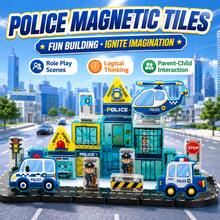 Mini Magnetic Tiles Colorful Window City Police Theme Children's Educational Building Blocks Toy, Travel Portable Version With Storage Tin Box, Mini Magnetic Tiles Educational Assembly Magnetic Blocks, Perfect Birthday Gift For Boys And Girls - Multicolor - View 8