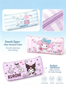 Sanrio Cartoon Pencil Case | Multi-IP Cute Print | Durable PU Fabric | Smooth Zipper | Large Capacity | Student Stationery Storage | Portable Makeup Bag | Perfect Gift - Multi-color - View 4