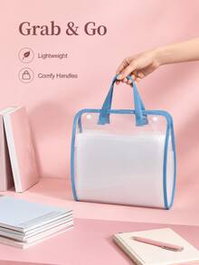 1pc Transparent Document Storage Bag, Portable Transparent Document Bag With Handle, A4 Paper Storage And Organization Bag, Suitable For Students And Offices. - Multiple Styles - View 4