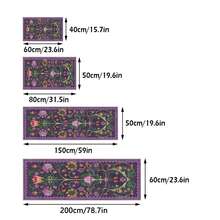 1PC Vintage Botanical Bird Totem Deep Purple Long Runner Rug, Bohemian Style Faux Cashmere Rectangular Symmetrical Floral Vine Washable Runner Mat, Suitable For Living Room, Hallway, Entryway Home Decor - Multicolor - View 3