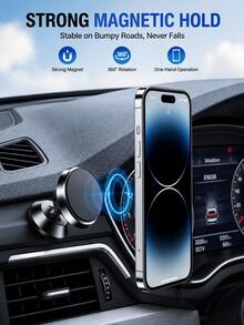 1pc Iron Alloy Magnetic Car Handheld Support Bracket, Strong Magnetic Side Handheld Support, Car Steering Wheel Fixed Handheld Support, Car Interior Accessory, Road Trip Essential, Summer Travel Gear, Father's Day Gift, Memorial Day - Classic Round Style - View 3