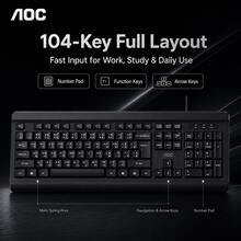 1 buah Keyboard Kantor Berkabel USB AOC KB200, Tipis, 104 Tombol Ukuran Penuh ABS Cokelat, 12 Pintasan Multimedia, 6 Tombol Anti-Ghosting, Kabel PVC 1,5m, Keyboard Ringan dan Senyap untuk PC Laptop Desktop Rumah Sekolah - View 3