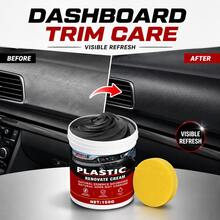 Redecas 150G Car Plastic Renovate Cream, Anti-Aging Restorer For Plastic, Leather, Tires, Dashboard & Door Panels - 150G+Sponge - View 3
