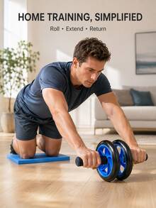 Dual Wheel Abdominal Training Roller With Knee Pad, Core Strength Trainer, Non-Slip Foam Handles, Home Fitness Training Equipment, Unisex Muscle Fitness Gear, Abdominal Workout Roller - Multicolor - View 5