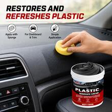 Redecas 150G Car Plastic Renovate Cream, Anti-Aging Restorer For Plastic, Leather, Tires, Dashboard & Door Panels - 150G+Sponge - View 4