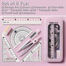 7pcs Student Stationery Geometry Set, With Compass, Protractor, Ruler, Eraser And Other Drawing Tools - Durable ABS Material, Suitable For Daily Office Use - Sets - View 13