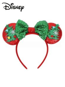Disney 1pc Christmas Ears Headband - Sparkle Red Sequin Green Bow Christmas Tree Snowflake Cute Holiday Hair Accessories - Multicolor - View 2