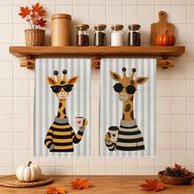 2PCS Kitchen Towels, Striped Cartoon Giraffe Pattern Dish Cloths, 40*60cm Rectangular Microfiber Absorbent Cleaning Kitchen Towels, Perfect For Kitchen, Dining Room And Bathroom Use, Kitchen Decor, Home Decor, Housewarming Gift For Neighbors, Dish Cloths - Multicolor - View 10