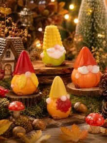 5Pcs Autumn Gnome Decorations, Pumpkin Corn Harvest Gnome Figurines For Table Shelf Mantel Seasonal Home Decor - Dwarf Figurine - View 7