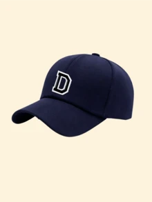 1pc Men's Soft Top Baseball Cap, Printed With A-Z 26 Letters, Adjustable Hip-Hop Street Style Sun Hat, Breathable Versatile Back-To-School Headwear - Navy Blue - View 18