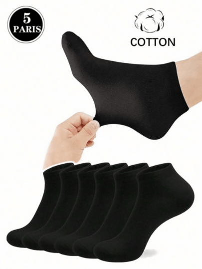 5 pares de calcetines de algodón puro para hombre, casuales deportivos, para senderismo, correr, fitness, absorbentes de sudor, transpirables, resistentes al olor, antideslizantes, duraderos, calcetines tipo barco