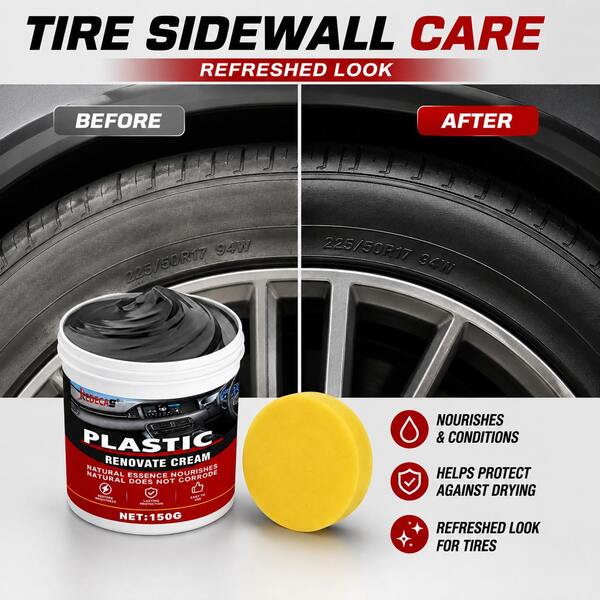 Redecas Crema Renovadora de Plástico para Coche 150G, Restaurador Antienvejecimiento para Plástico, Cuero, Neumáticos, Salpicadero & Paneles de Puerta