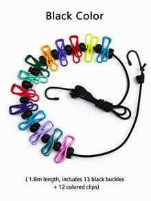 Portable Retractable Clothesline With 12 Clips, Multi-Purpose Indoor/Outdoor Laundry Drying Rope, Suitable For Apartment, Bathroom, Cruise, Camping, Travel, Beach, RV - Multicolor - View 15