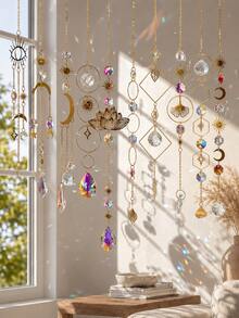 1pc Crystal Prism Suncatcher Hanging Decor Set, Includes Chain, Rainbow-Making Crystal Ball Pendant Ornament, Suitable For Indoor Windows, Outdoor Garden, Backyard, Patio, Car Rearview Mirror, Christmas Tree Decoration - Multicolor - View 1