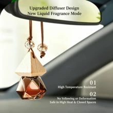 Suspended Car Air Freshener Bottle, Refillable Empty Glass Car Diffuser Bottle, Adjustable Braided Rope And Crystal Beads, Heat-Resistant And Leakproof Pendant Perfume Container, Rearview Mirror Suspension Ornament For Car Interior Decoration - Multicolor - View 3
