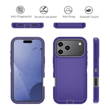 Durable 3-In-1 Protective Case, Compatible With IPhone, Galaxy, HONOR And Other Phones - Dark Purple + Grey - View 3