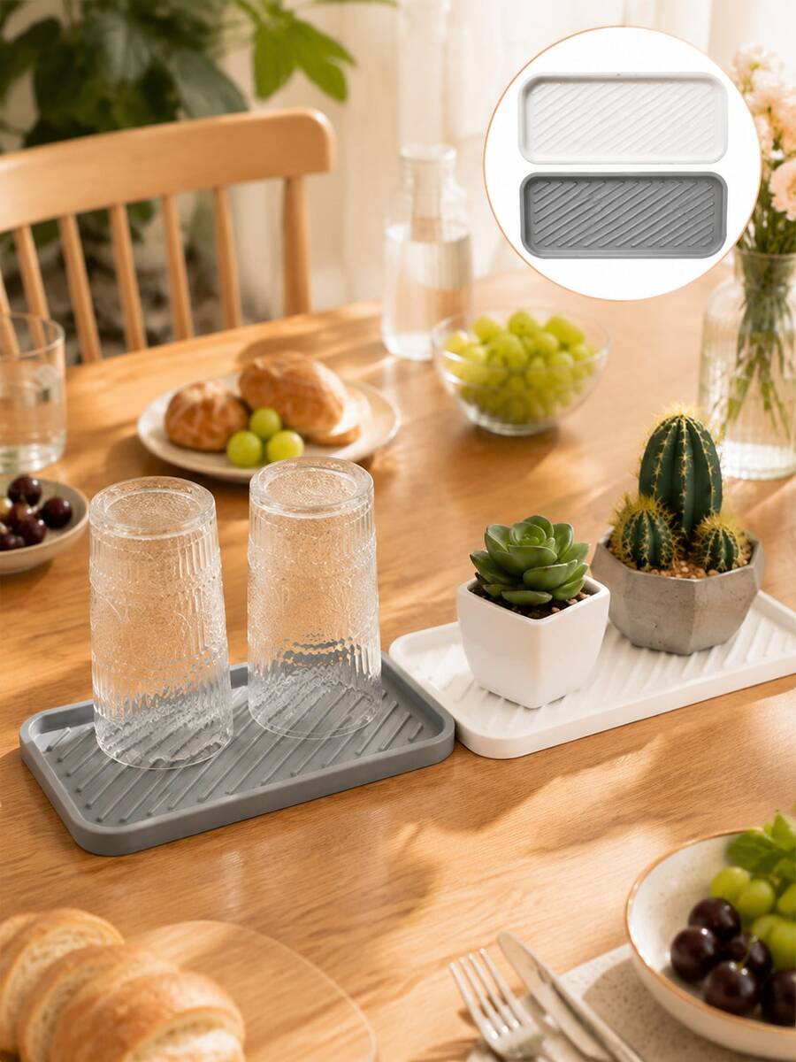 Available In 2 Colors, Bathroom Tray Soft Draining Mat, Soft Drainage Tray, Flexible Material, Non-Slip And Durable, With Hanging Holes